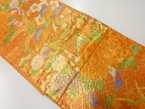 リサイクル　御所車に花鳥模様織出し袋帯